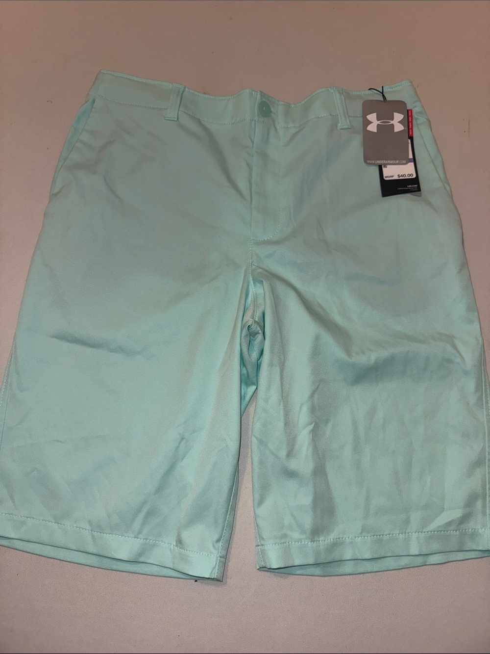 NWT - Under Armour Boys Mint Green Athletic Shorts